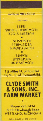 Matchbook Cover - Clyde Smith Farmers Market Westland MI