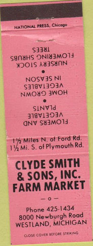 Matchbook Cover - Clyde Smith Farmers Market Westland MI