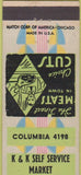 Matchbook Cover - K and K Self Service Market Washington DC