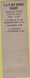 Matchbook Cover - K and K Self Service Market Washington DC
