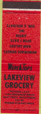Matchbook Cover - Lakeview Grocery East Troy WI