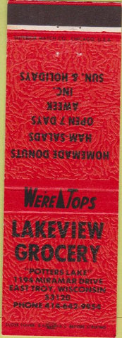 Matchbook Cover - Lakeview Grocery East Troy WI