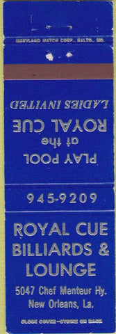 Matchbook Cover - Royal Cue Billiards New Orleans LA
