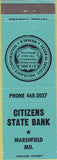 Matchbook Cover - Citizens State Bank Marshfield MO