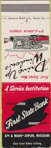 Matchbook Cover - First State Bank Joplin MO