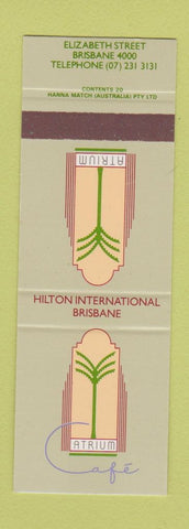 Matchbook Cover - Atrium Cafe Hilton Hotel Brisbane Australia SAMPLE