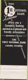 Matchbook Cover - 1st Bank of Laramie WY