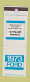 Matchbook Cover - 1973 Ford Walton Motors Cheyenne WY WEAR