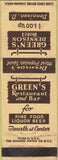Matchbook Cover - Green Dennison Hotel Dennison OH