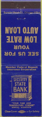 Matchbook Cover - Security State Bank Hibbing MN