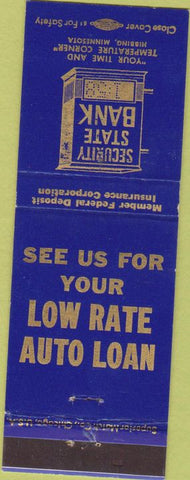 Matchbook Cover - Security State Bank Hibbing MN