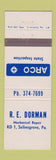 Matchbook Cover - Arco RE Dorman Selinsgrove PA