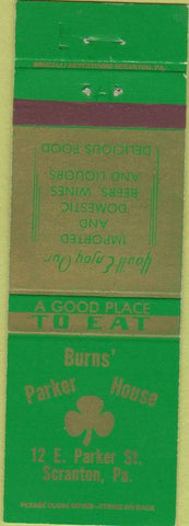 Matchbook Cover - Burns Parker House Scranton PA