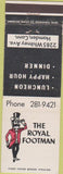 Matchbook Cover - Royal Footman Hamden CT