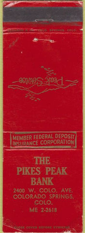 Matchbook Cover - Pikes Peak Bank Colorado Springs CO