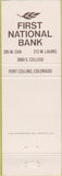 Matchbook Cover - First National Bank Fort Collins CO
