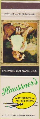 Matchbook Cover - Haussner's Restaurant Baltimore MD paintings