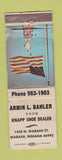 Matchbook Cover - Armin Bahler Knapp Shoes Wabash IN WORN