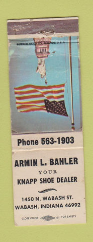 Matchbook Cover - Armin Bahler Knapp Shoes Wabash IN WORN