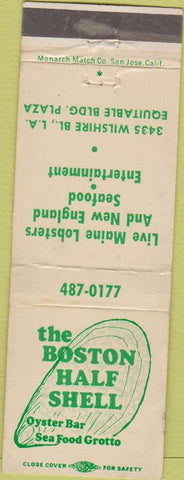Matchbook Cover - Boston Half Shell Oysters Los Angeles CA