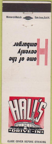 Matchbook Cover - Hall's Drive In Hamburgers?