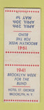 Matchbook Cover - 1941 Brooklyn NY Week for the Blind Hotel St George BOBTAIL