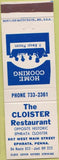 Matchbook Cover - Cloister Restaurant Ephrata PA