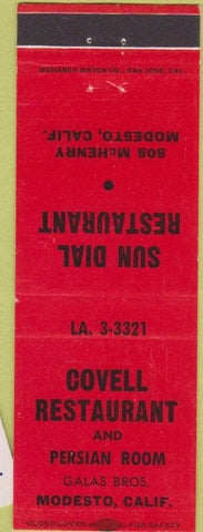 Matchbook Cover - Covell Restaurant Modesto CA