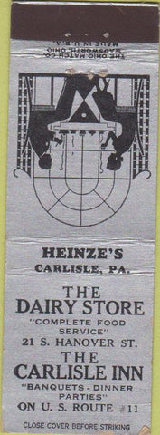 Matchbook Cover - Dairy Store Carlisle Inn PA