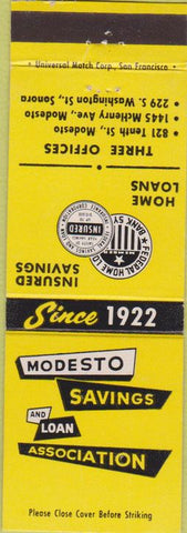 Matchbook Cover - Modesto CA Savings Loan