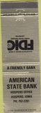 Matchbook Cover - American State Bank Hospers IA