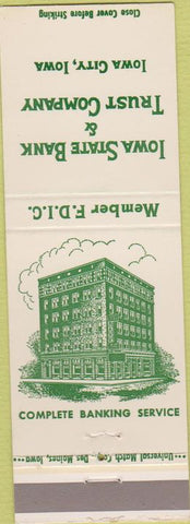 Matchbook Cover - Iowa State Bank Iowa City IA