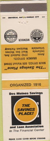 Matchbook Cover - Des Moines Savings Loan IA