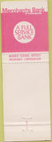 Matchbook Cover - Merchants Bank Trust Indianapolis IN