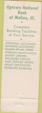 Matchbook Cover - uptown National Bank Moline IL
