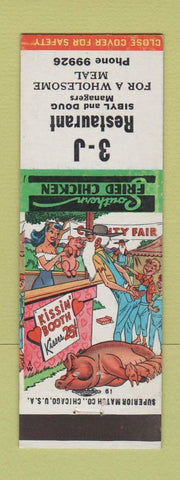 Matchbook Cover - 3J Restaurant Fried Chicken hillbilly