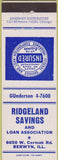 Matchbook Cover - Ridgeland Savings Loan Berwyn IL