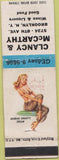 Matchbook Cover - McCarthy Restaurant Brooklyn NY pinup WEAR