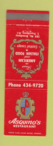 Matchbook Cover - Asquino's Restaurant East Providence RI