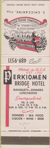 Matchbook Cover - Perkiomen Bridge Hotel Collegeville PA