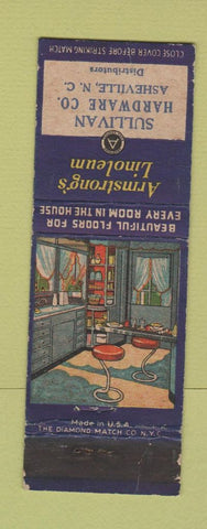 Matchbook Cover - Armstrong's Linoleum Asheville NC Sullivan Hardware WORN
