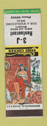 Matchbook Cover - 3J Restaurant Fried Chicken hillbilly