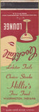 Matchbook Cover - Hillie's Fine Food Washington IN girlie