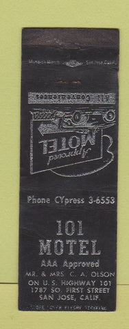 Matchbook Cover - 101 Motel San Jose CA WORN