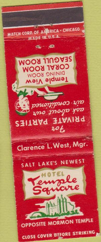 Matchbook Cover - Hotel Temple Square Salt Lake City UT