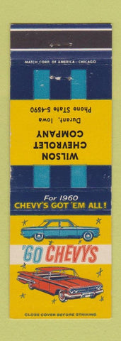 Matchbook Cover - 1960 Chevrolet Wilson Durant IA