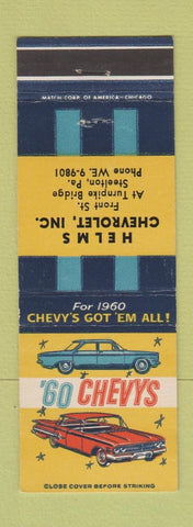 Matchbook Cover - 1960 Chevrolet Helms Steelton PA