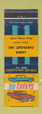 Matchbook Cover - 1960 Chevrolet Labun Dexter ME