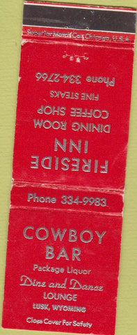 Matchbook Cover - Fireside Inn Lusk WY