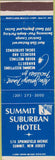 Matchbook Cover - Summit Suburban Hotel Summit NJ